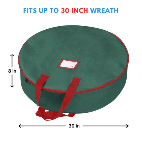 Primode funda-resistente-coronas-30-pulgadas-verde ideal para guardar decoraciones de Navidad.