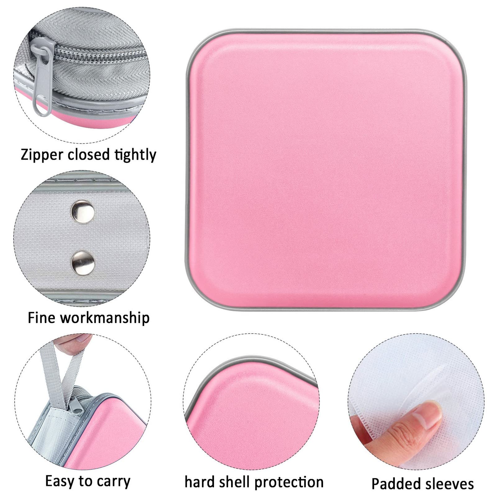 Protección contra polvo y humedad para CDs en estuche Siveit rosa.