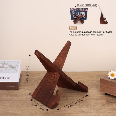 PUERSI, soporte de vinilo de madera para mesa con estabilidad y diseño clásico.