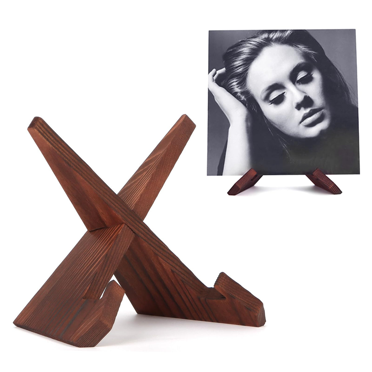 PUERSI, soporte de disco vinil retro en madera para exhibir con estilo.