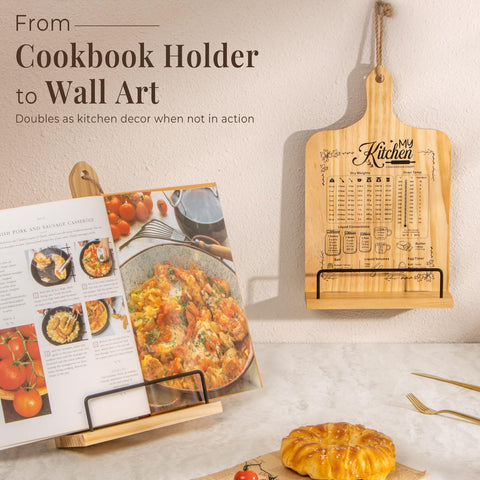 PUERSI soporte-libro-cocina-ajustable facilita lectura de recetas y mantiene libros estables