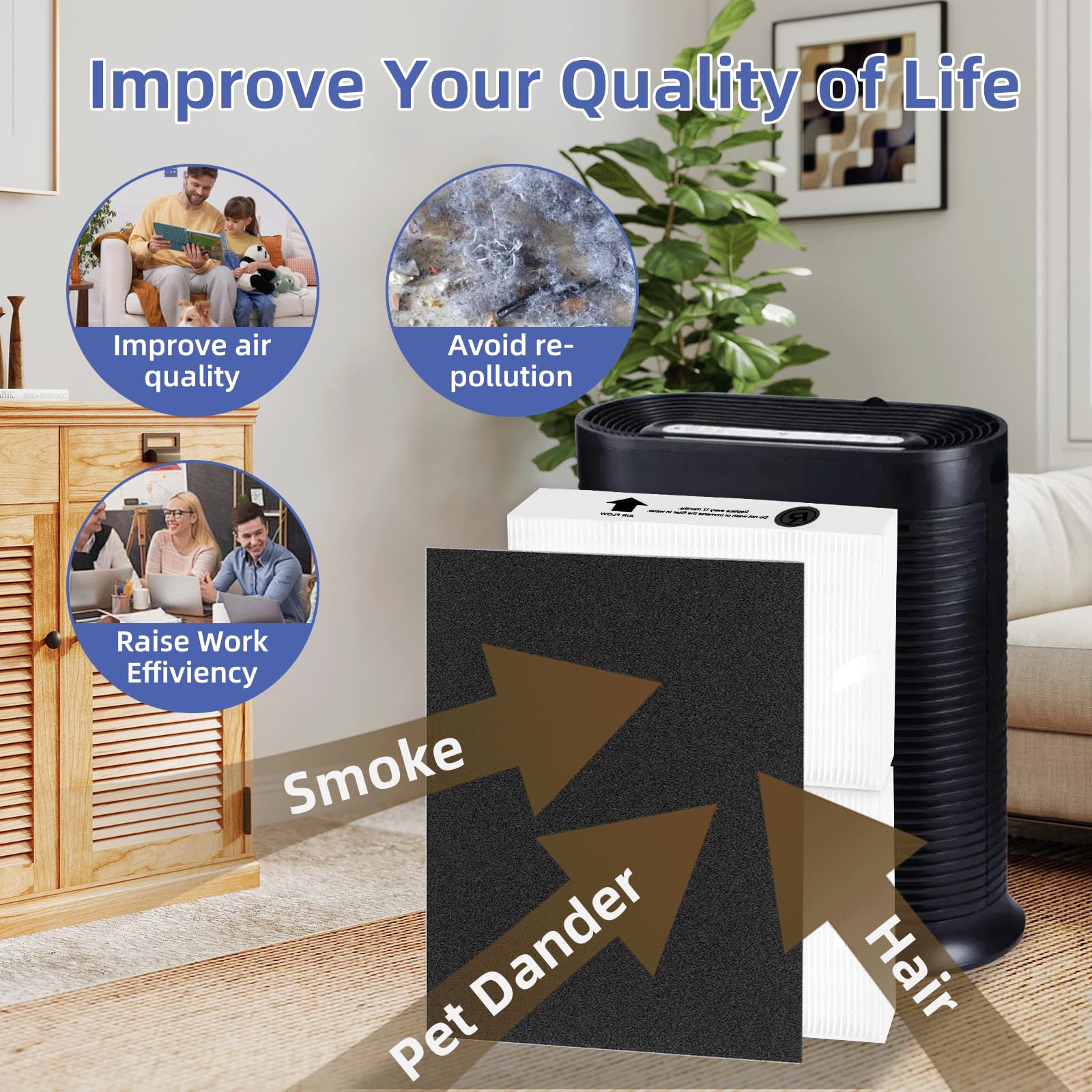 Pulluty paquete incluye 4 filtros HEPA y 8 pre-filtros para repuesto