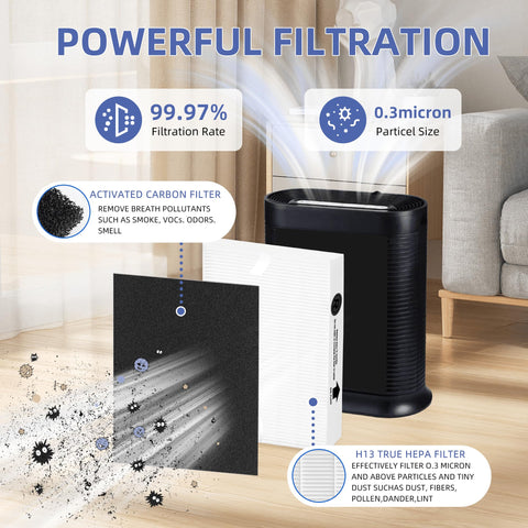 Pulluty HPA100 pre-filtro de carbón activado para reducir olores domésticos