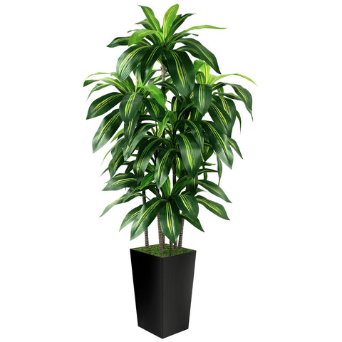 PUUKU árbol Dracaena artificial de 5 pies en maceta negra para salón