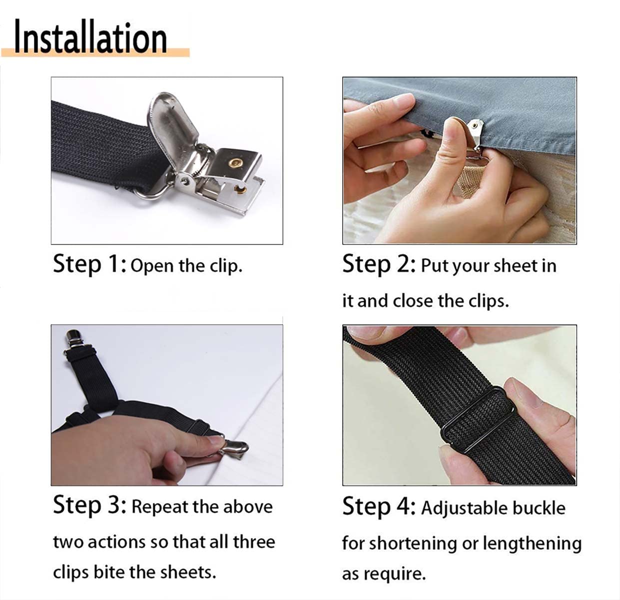 QoeCycth clips de sábanas con correas cruzadas para ajuste seguro