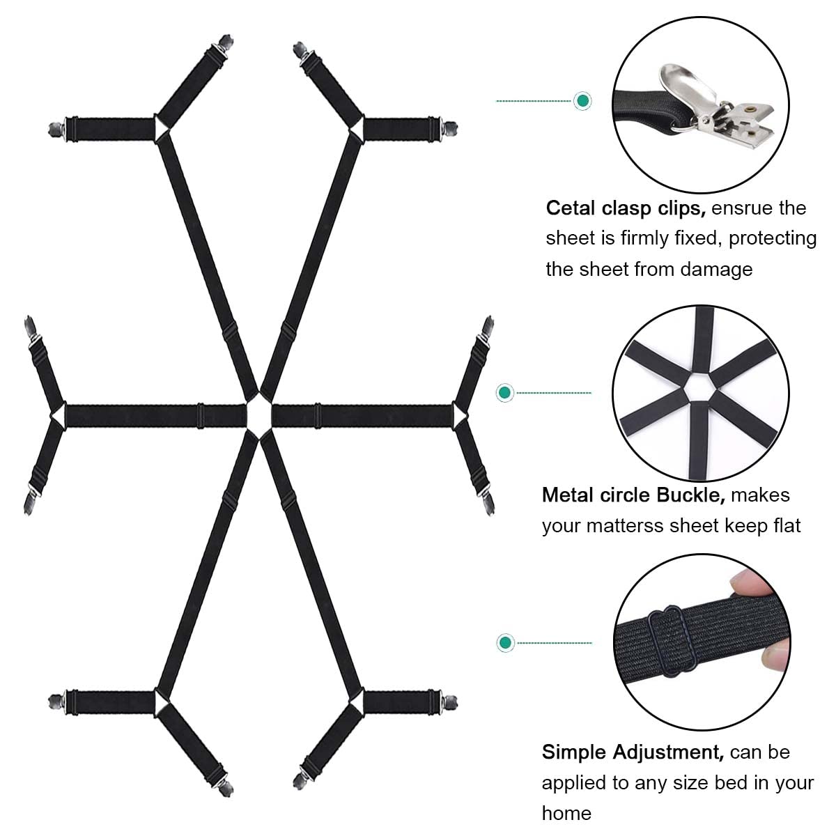 QoeCycth sistema de clips para camas de diferentes anchos
