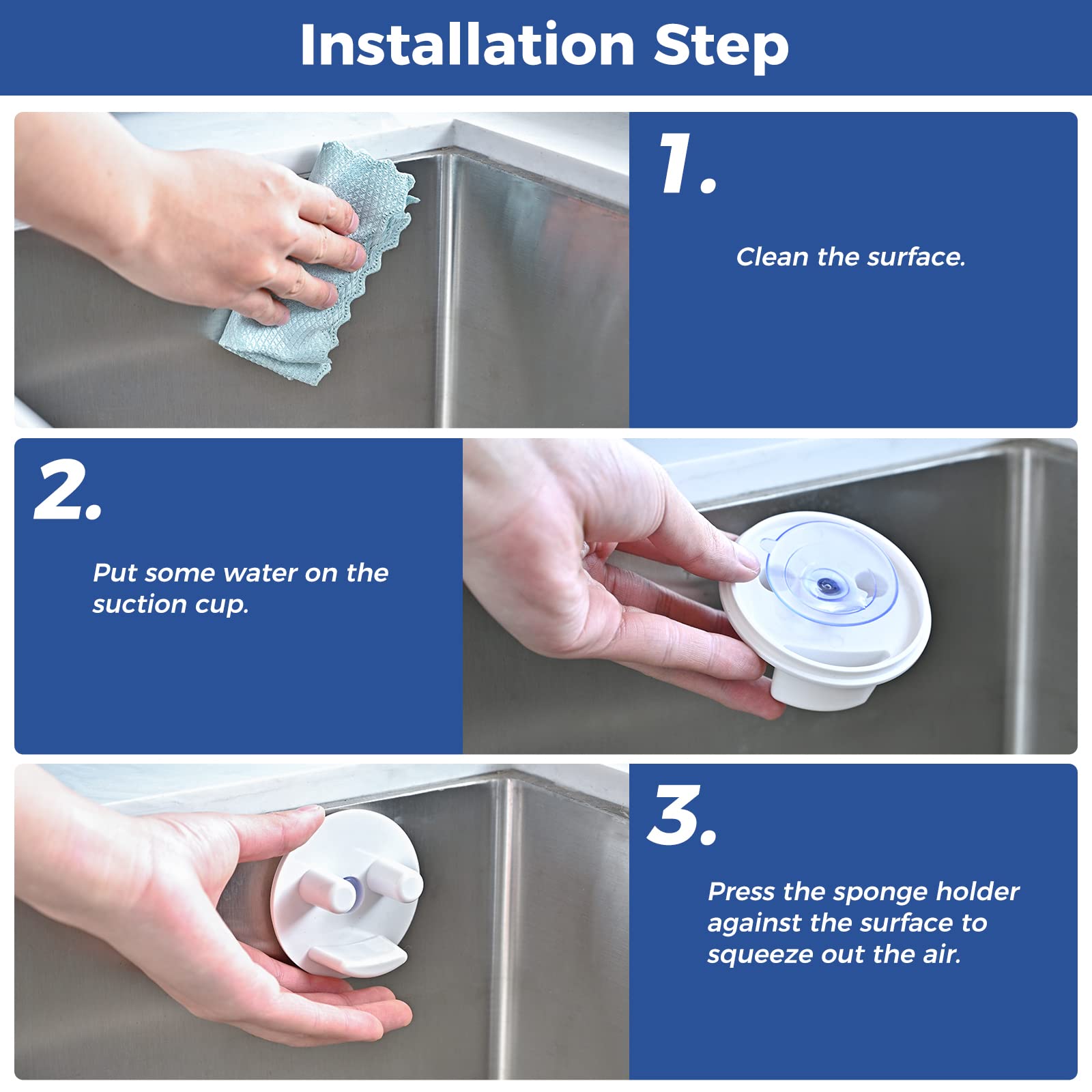 Qujior portaesponjas de fregadero con ventosa estable para uso diario.