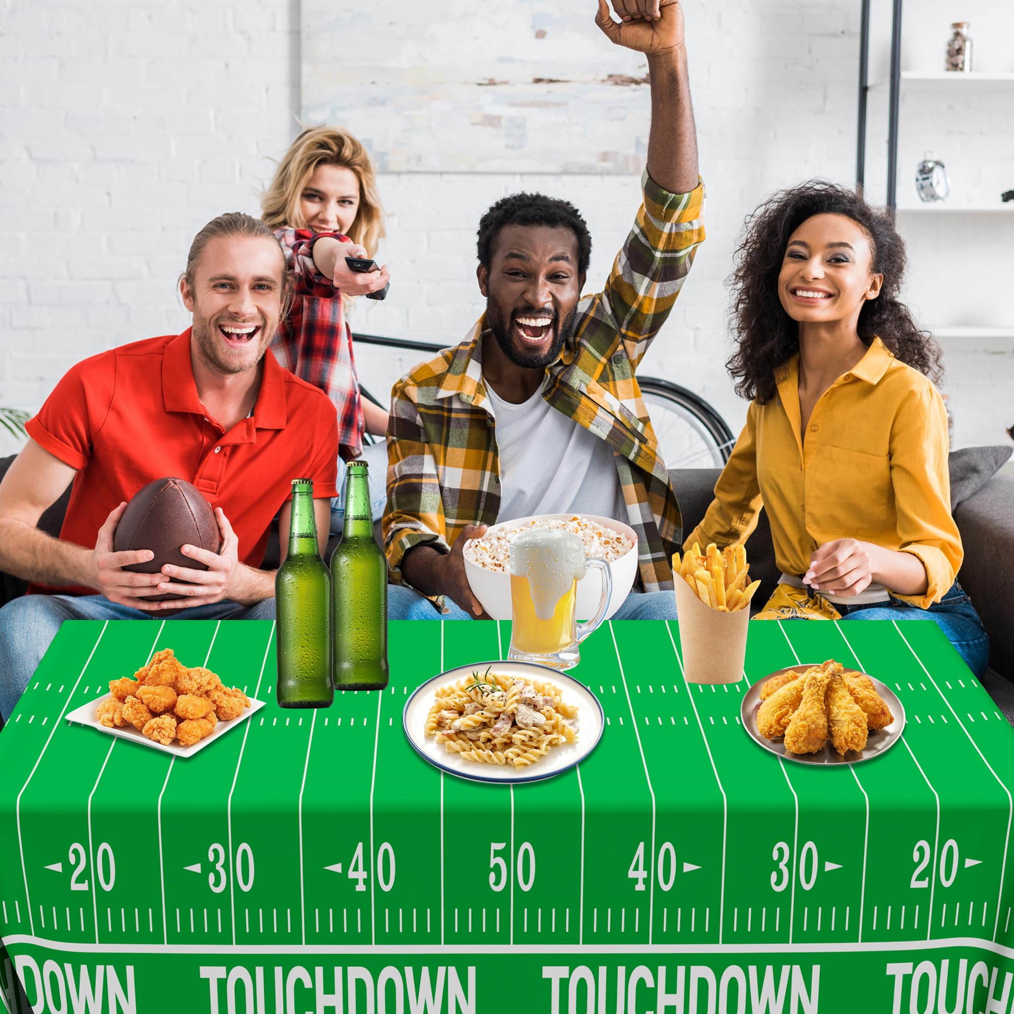 QZYL mantel fútbol, colores marrón y verde, diseño temático