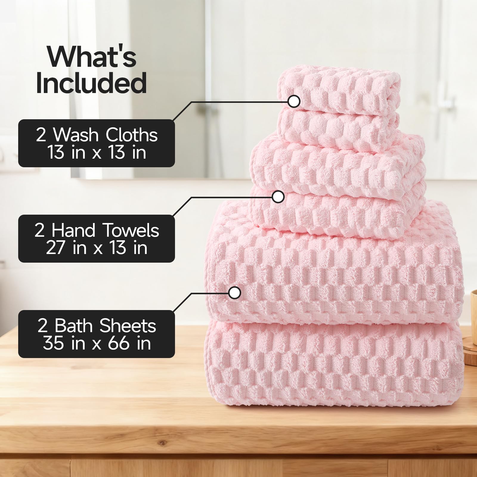 Toallas de mano REDKISS rosadas 13x27, uso diario en baño