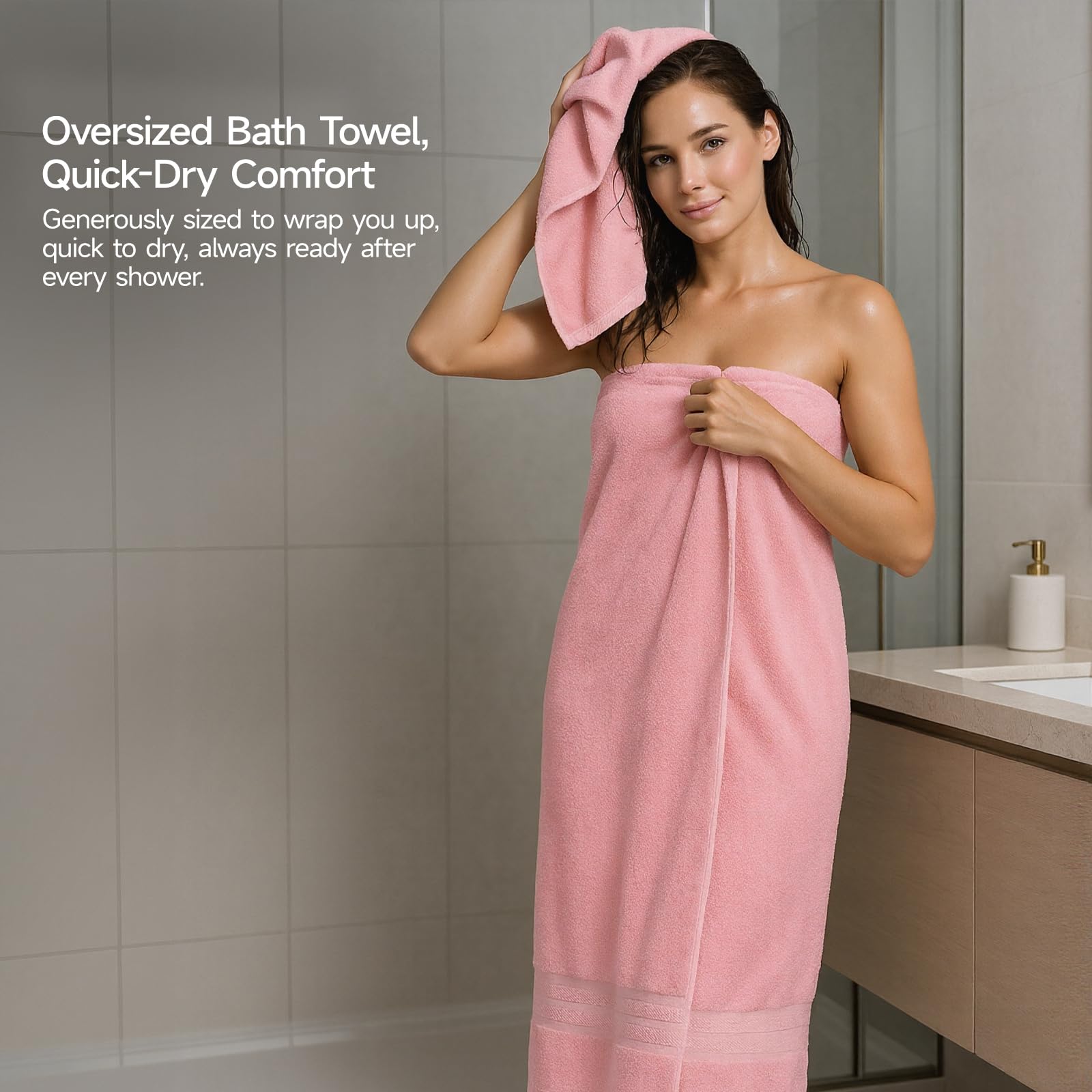 REDKISS toallas rosa textura jacquard, acabado elegante y duradero.