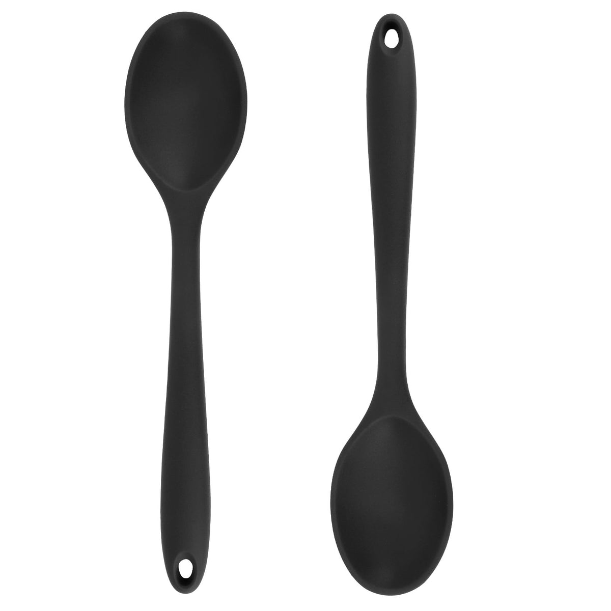 Respleiej cucharas silicona cocina grande negro, ideal para mezclar sin rayar sartenes antiadherentes.