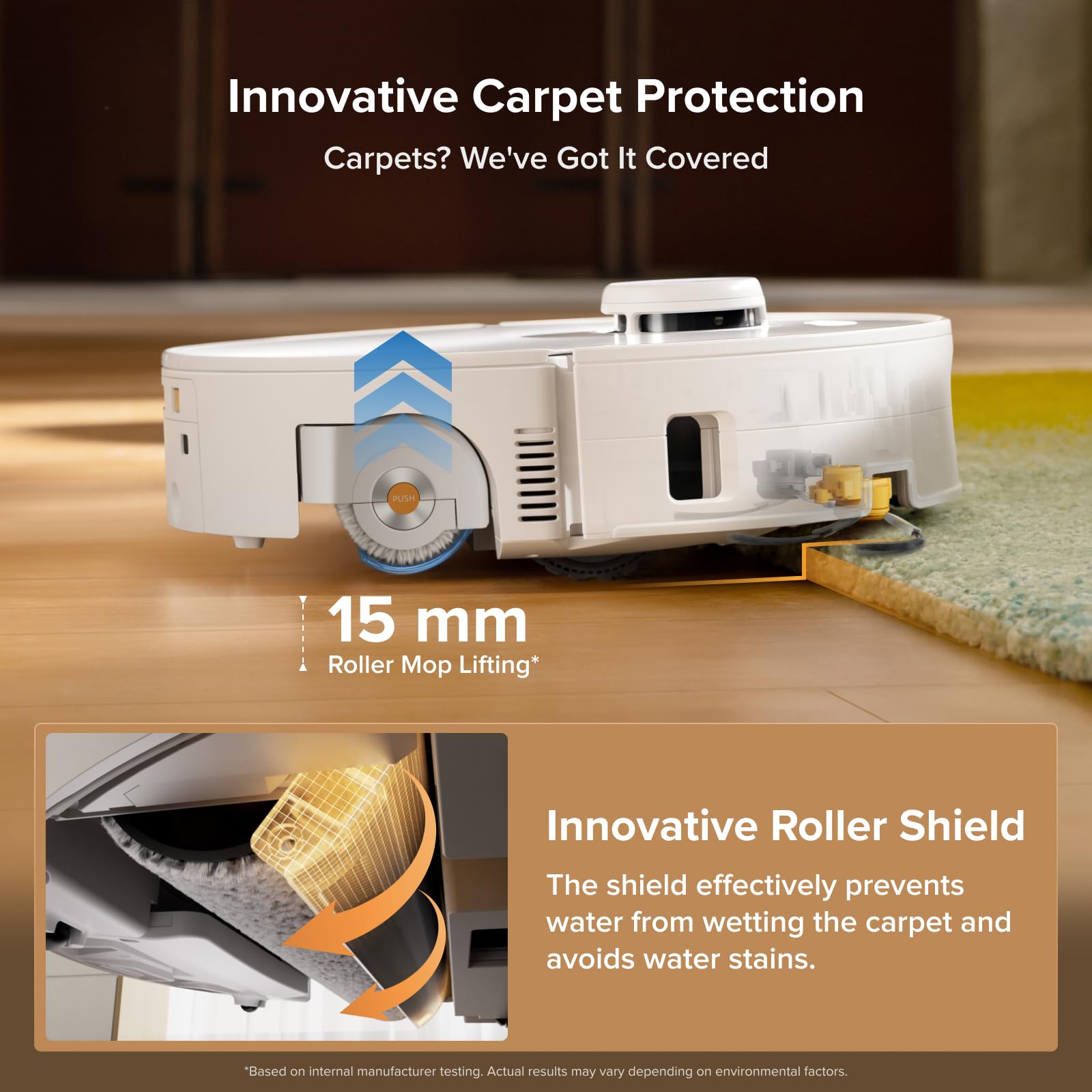 roborock Qrevo Curv 2 Flow modo alfombras con protección de suelos