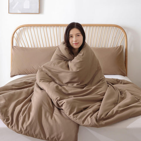 ROSGONIA Colcha Reina caqui oscuro, ligera para todas las estaciones.