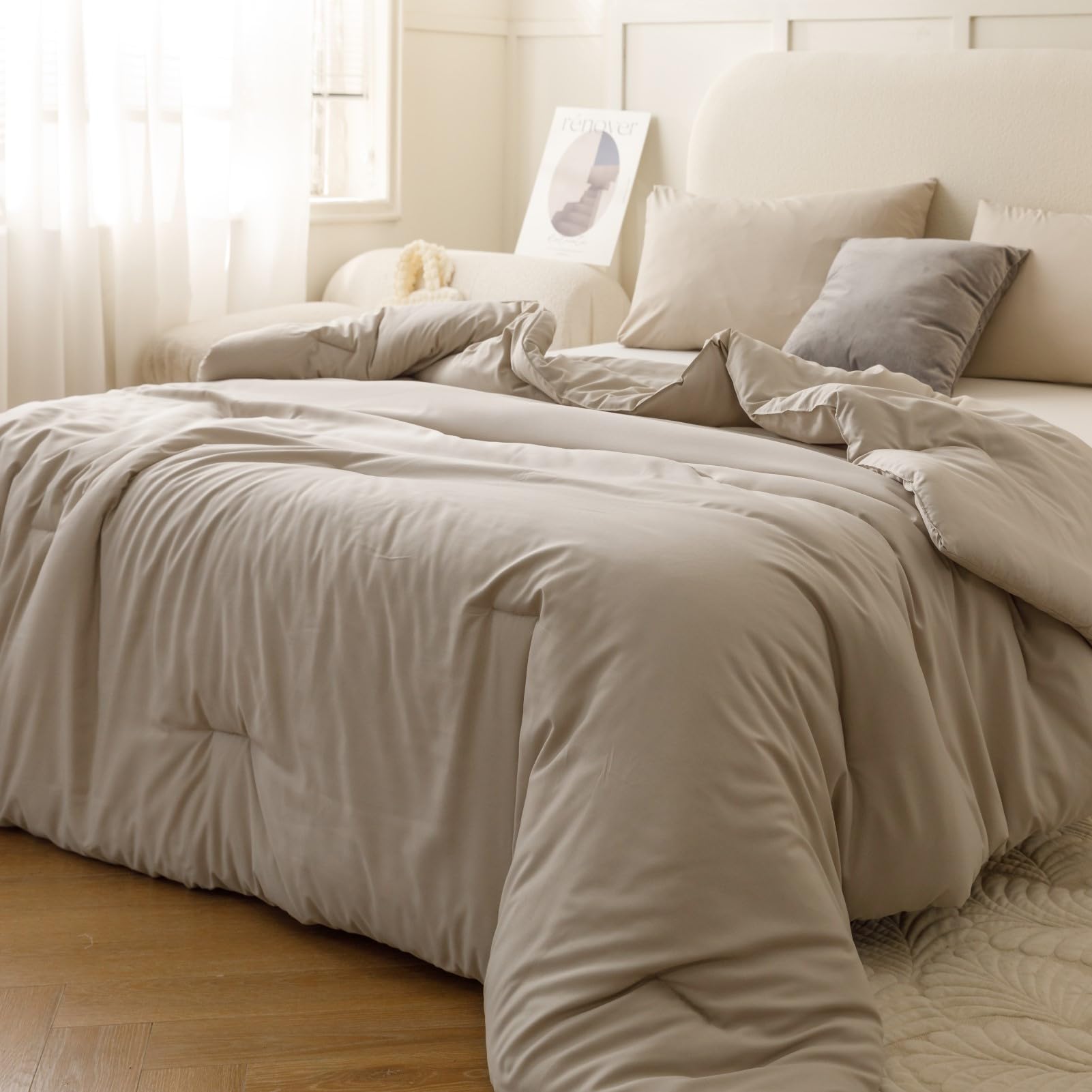 Conjunto ROSGONIA para cama king, estilo boho neutro y elegante