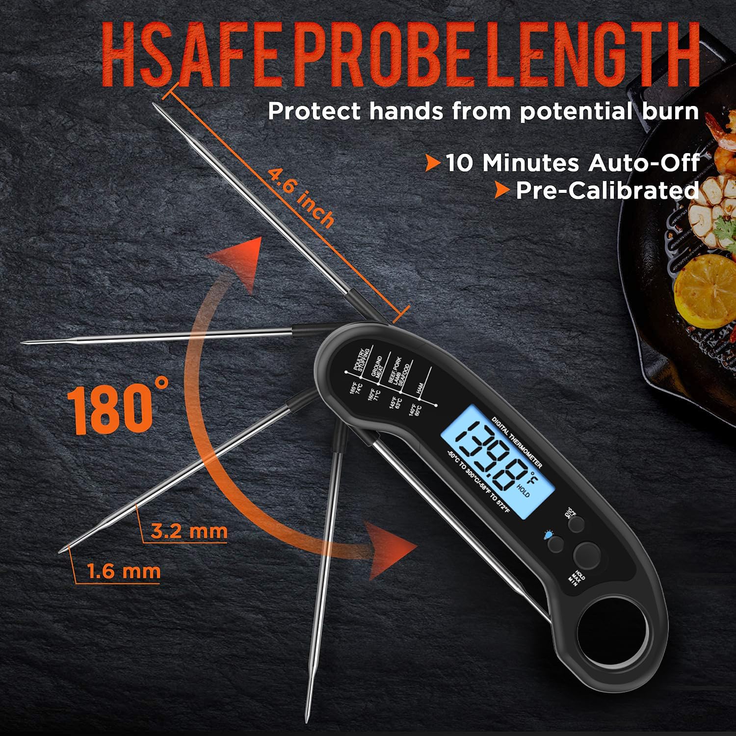 ROUUO termómetro digital, rango amplio para asados y frituras