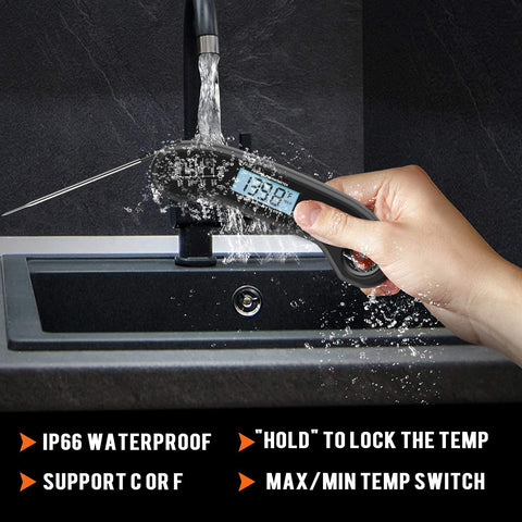 ROUUO termómetro digital, imán y gancho para almacenamiento cómodo