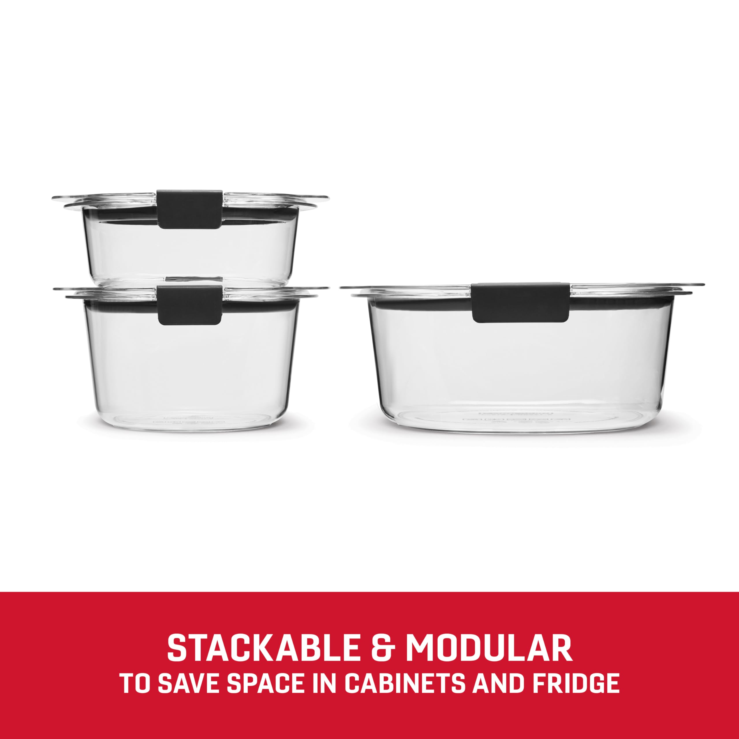 Rubbermaid Brilliance resistente a manchas y olores gracias a plástico de alto rendimiento.