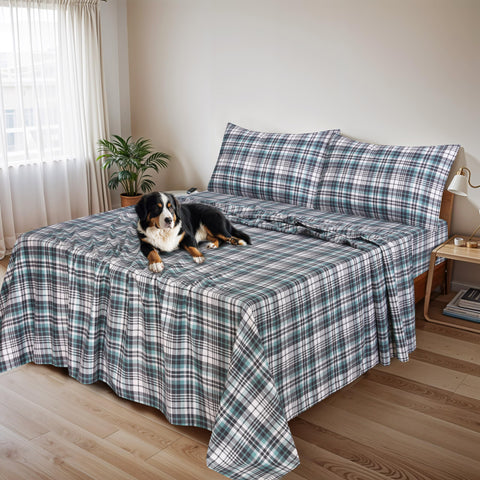 Sábana ajustable de franela para cama tamaño reina, bolsillo profundo