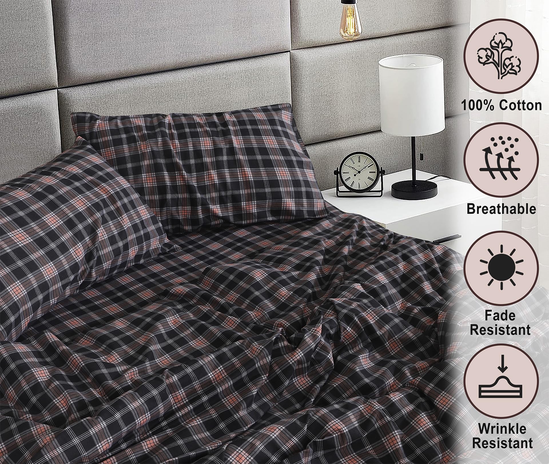 Sábanas franela RUVANTI con bolsillo profundo de 16 pulgadas