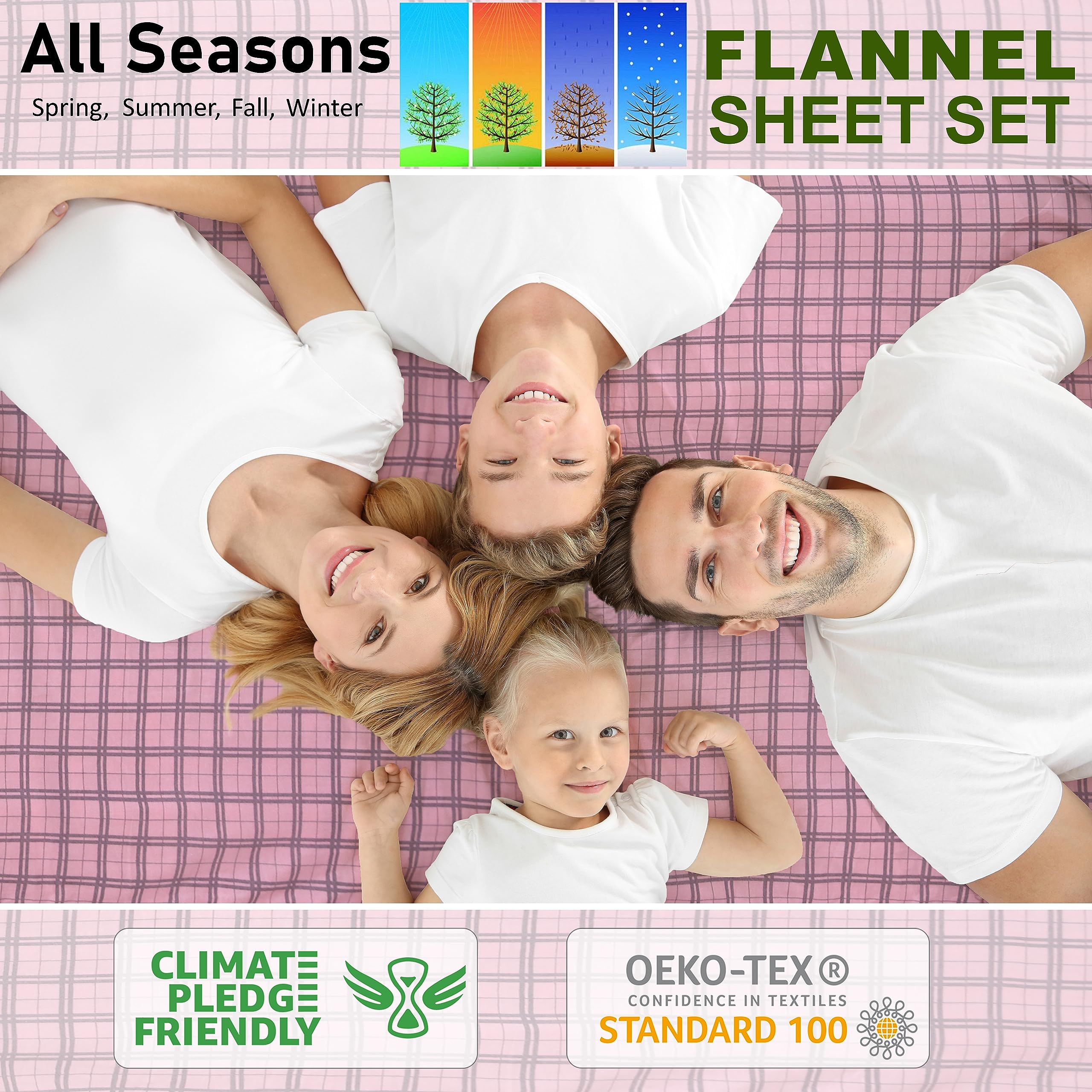 Diseño rosa con cuadros de RUVANTI franela para dormitorio acogedor