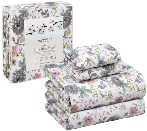 Sábanas RUVANTI en vista general con patrón floral para dormir fresco.