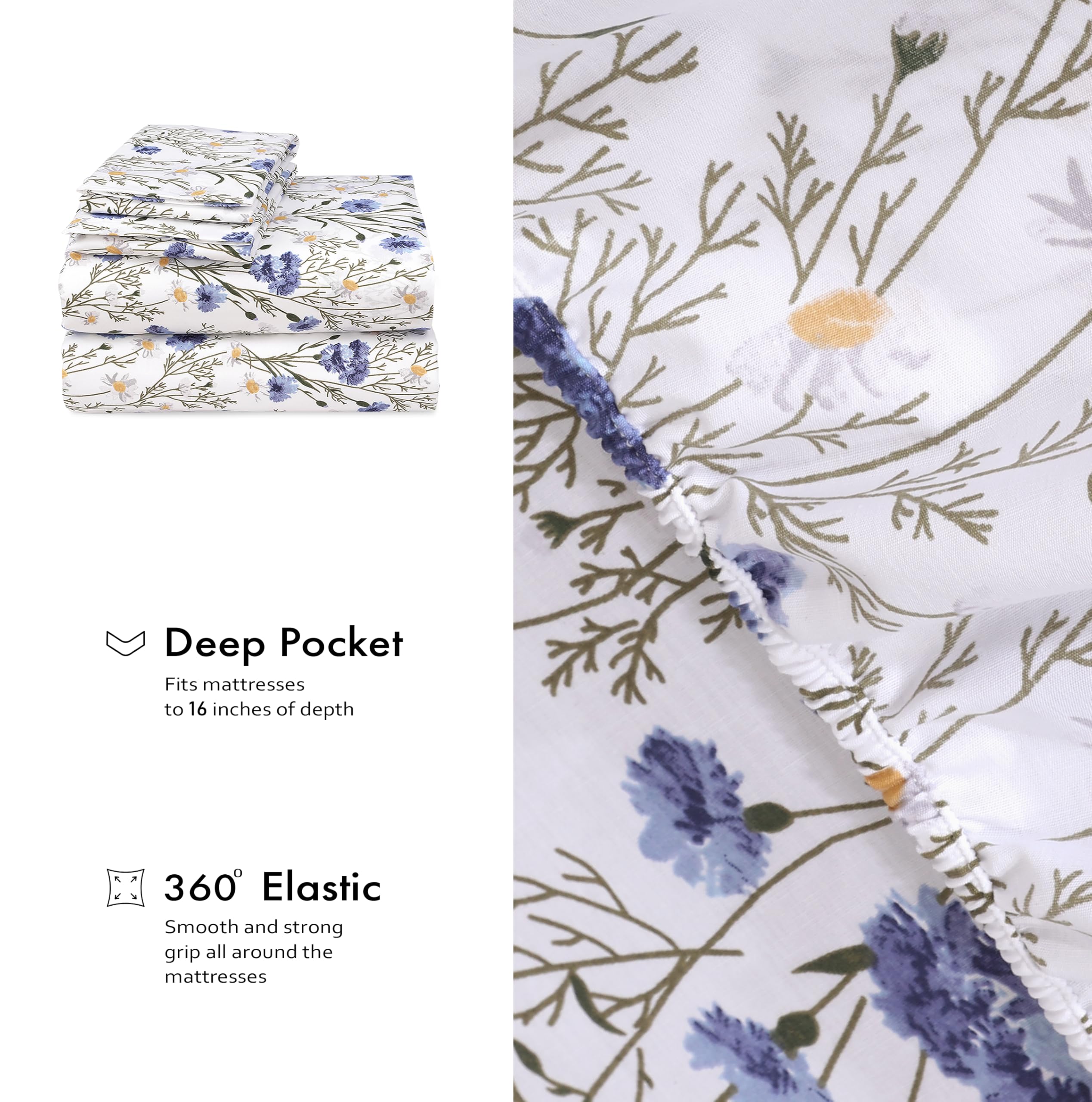 Conjunto de 4 piezas de sábanas RUVANTI para cambios simples y completos.