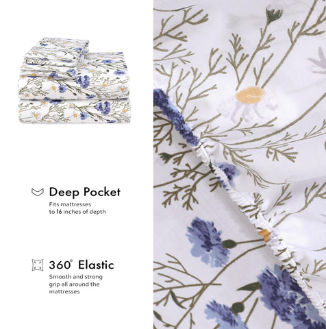 Conjunto de 4 piezas de sábanas RUVANTI para cambios simples y completos.