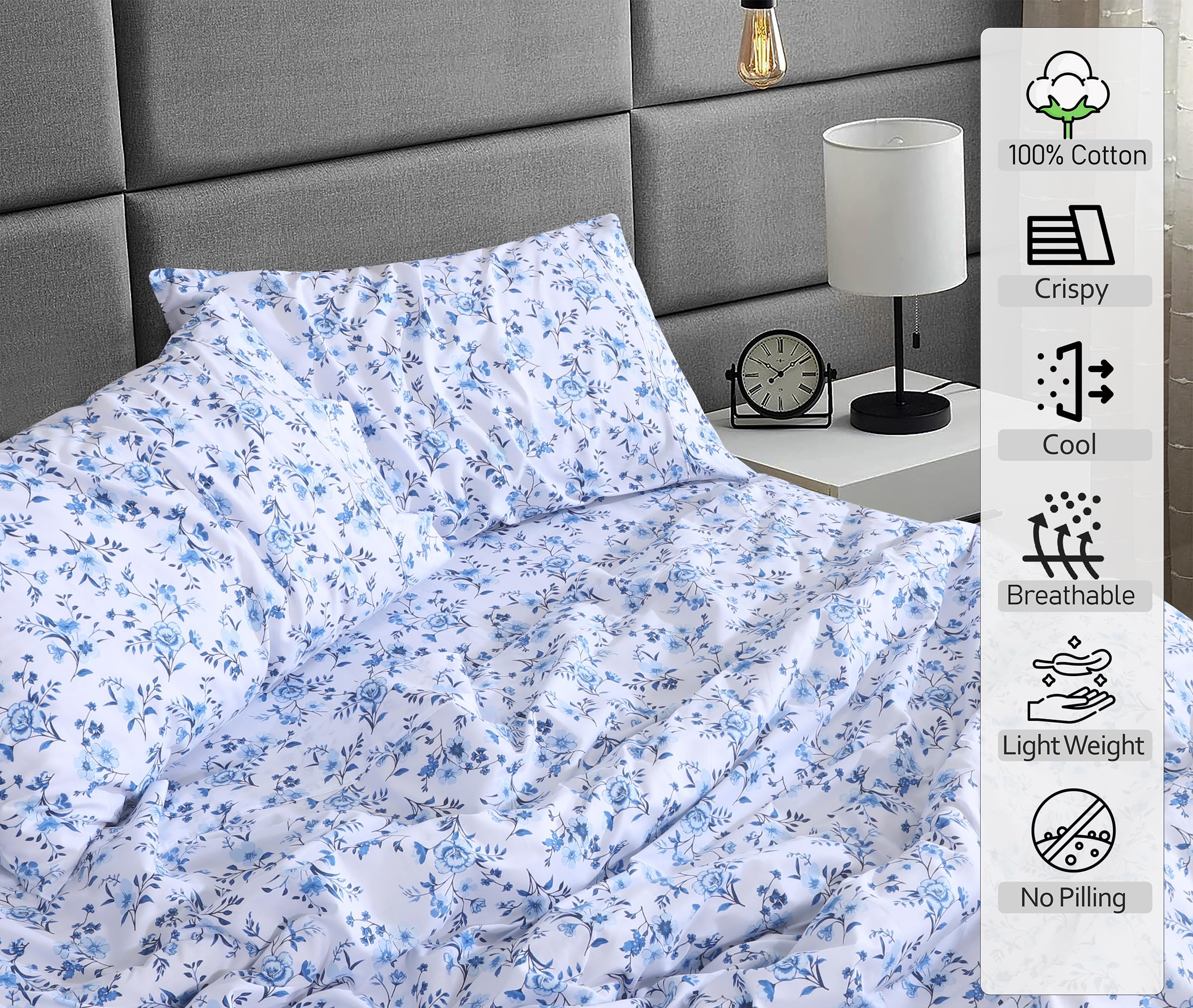 Diseño floral de RUVANTI que añade estilo elegante a la cama.