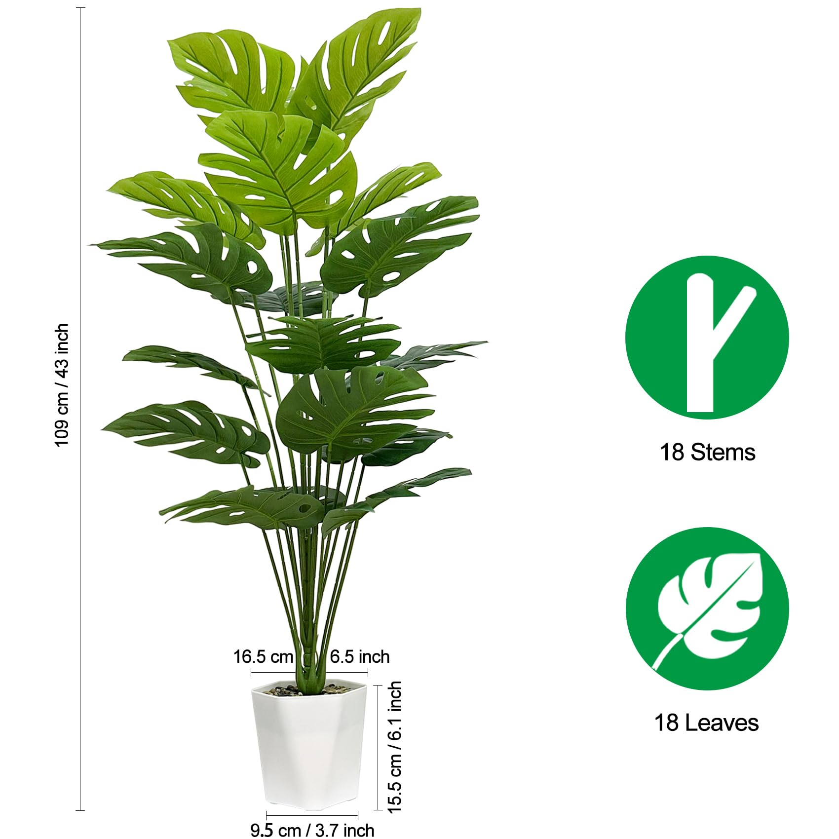 SAJANDAS Monstera Deliciosa: tallos de plástico y hierro ajustables para dar forma.
