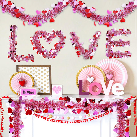 Guirnalda Sakayo corazones metalicos brillantes: efecto chispeante en paredes y techos.