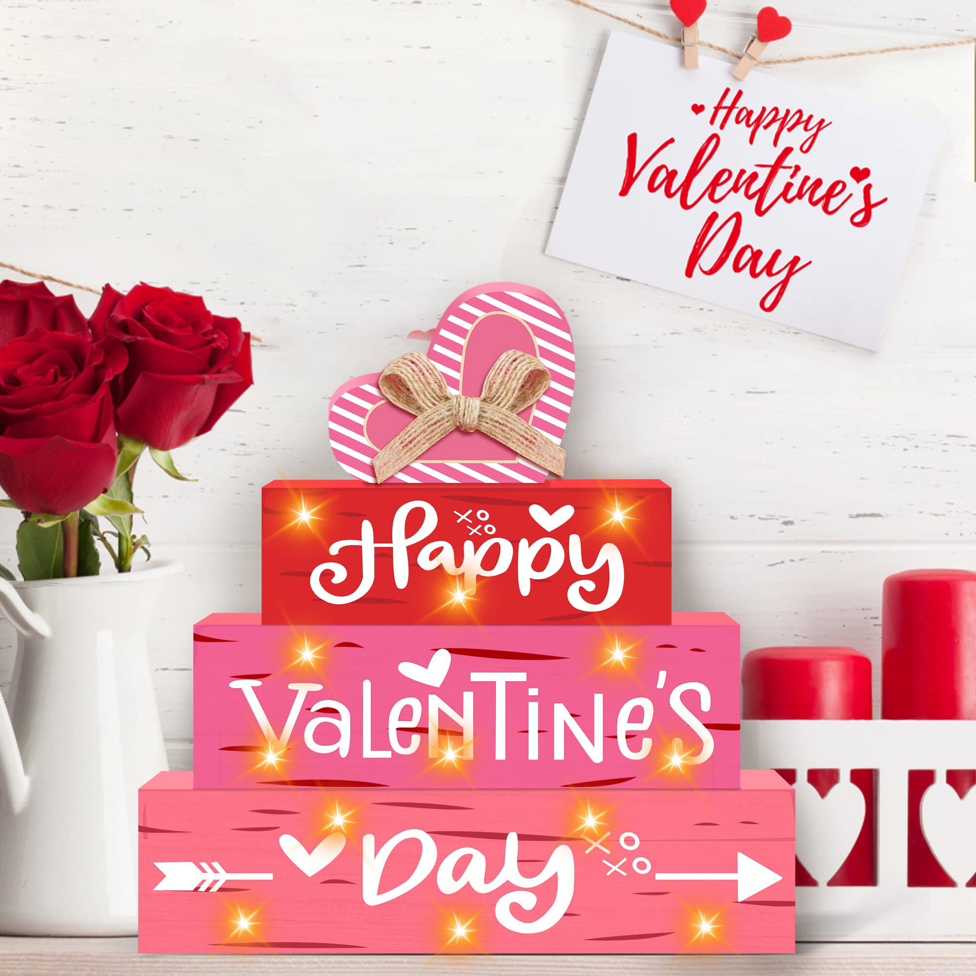 Signo de madera Sakayo con iluminación LED para decorar mesa y estantería.