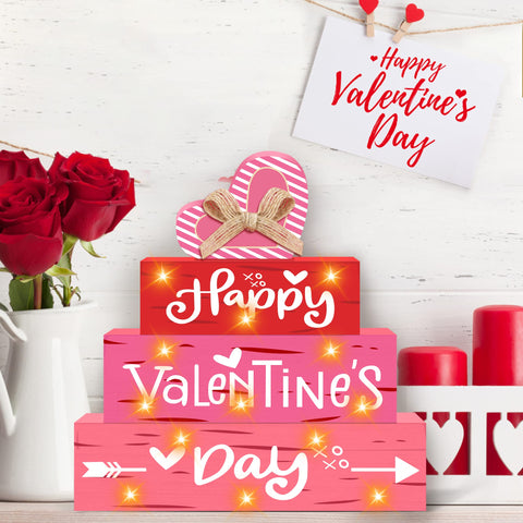 Signo de madera Sakayo con iluminación LED para decorar mesa y estantería.