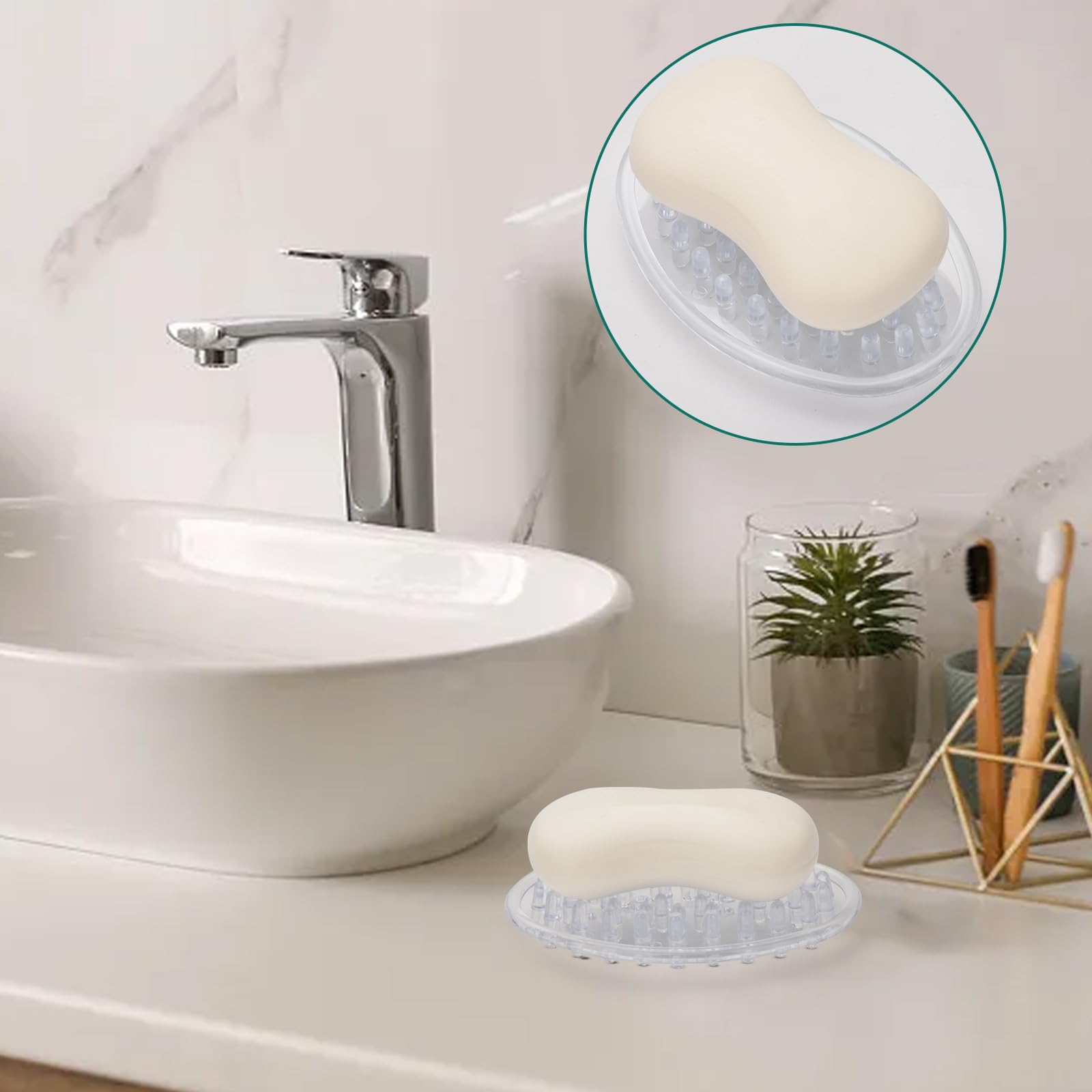 Jabonera Sankoly de dos piezas, mantiene el jabón seco y organizado.