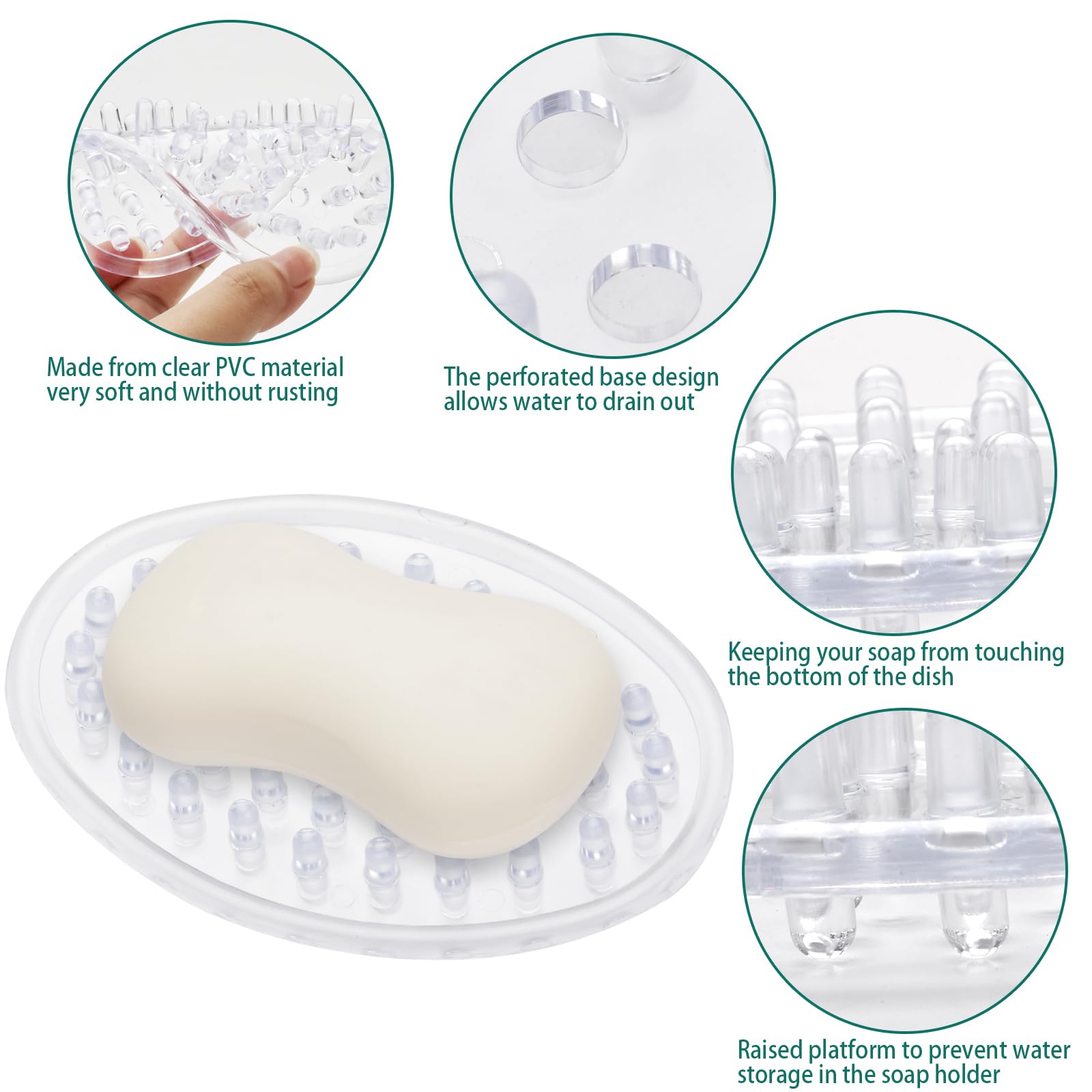 Jabonera Sankoly con platillo elevado, evita que el jabón toque la base.