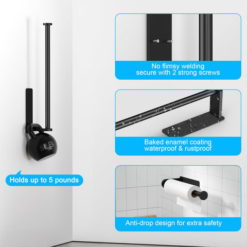 Seropy portarrollos acabado mate negro diseño moderno para cocina y baño