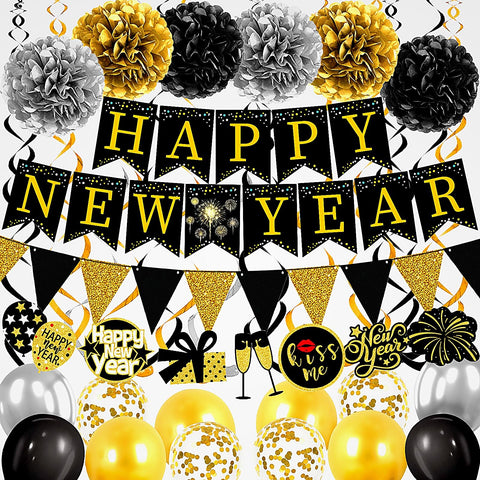 Banner set Nochevieja 2026: crea un ambiente festivo y elegante.