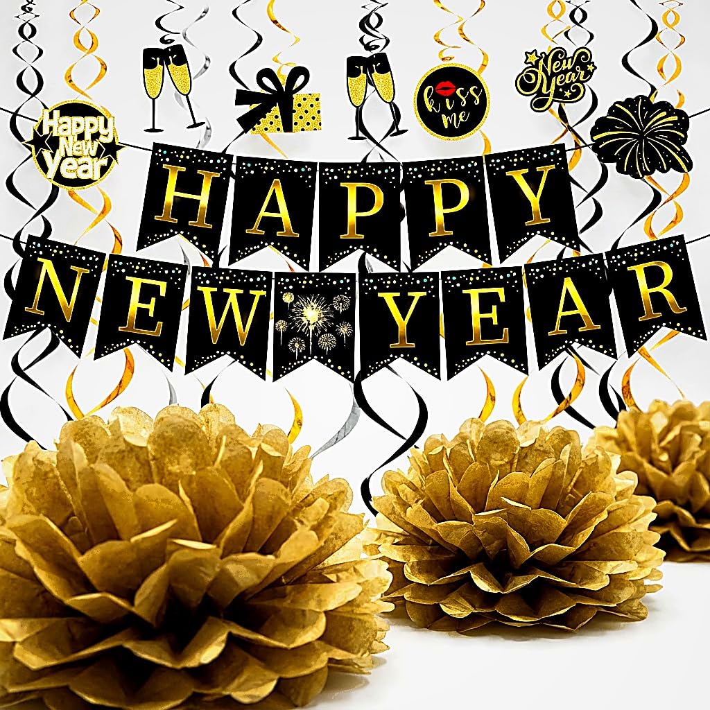 Kit de 34 piezas set Nochevieja 2026: decoración completa para decorar en minutos.