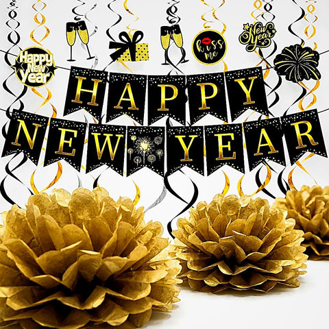 Kit de 34 piezas set Nochevieja 2026: decoración completa para decorar en minutos.