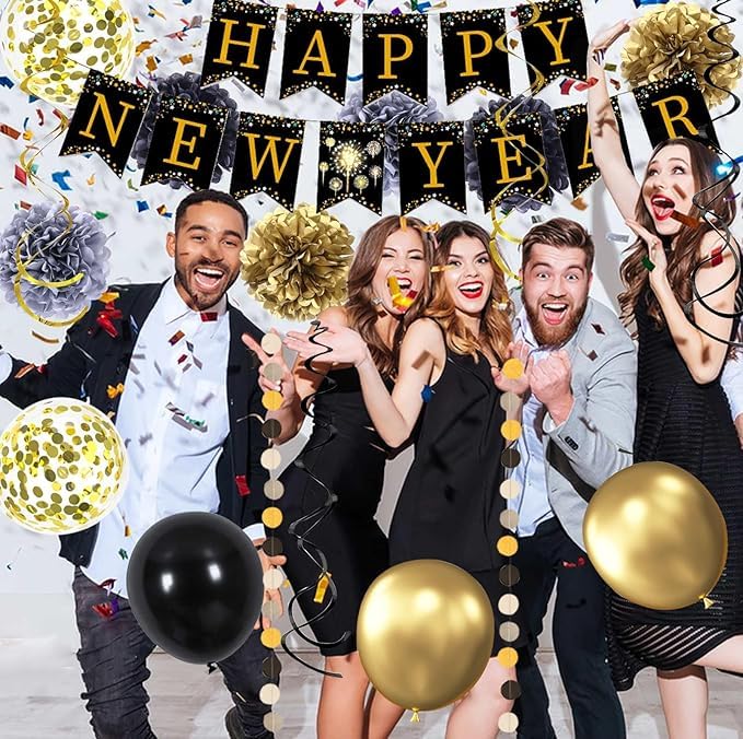 Remolinos colgantes set Nochevieja 2026: decoraciones fáciles y dinámicas para la fiesta.