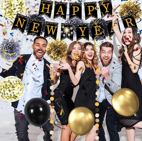 Remolinos colgantes set Nochevieja 2026: decoraciones fáciles y dinámicas para la fiesta.