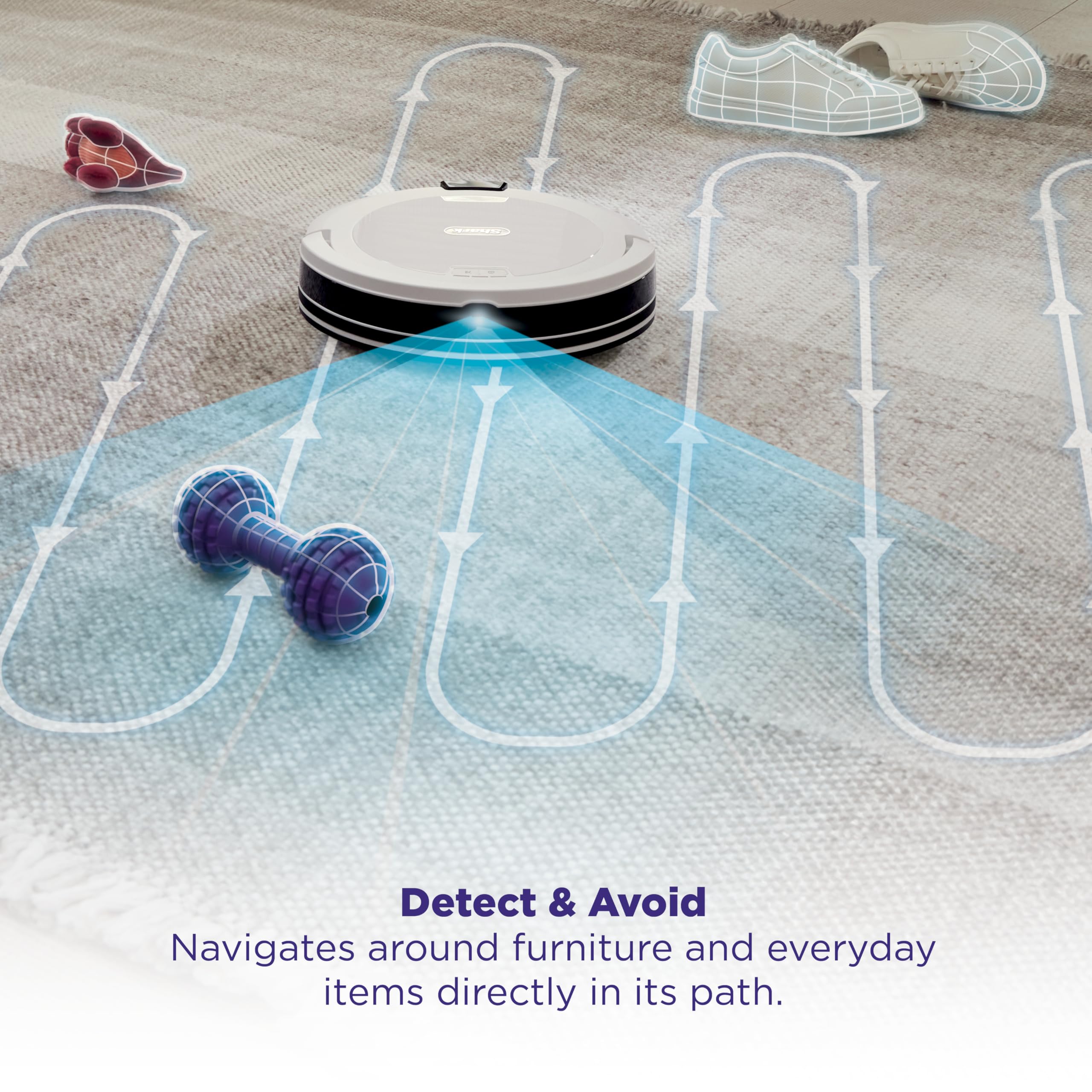 Shark Navigator en piso duro recogiendo suciedad con facilidad.