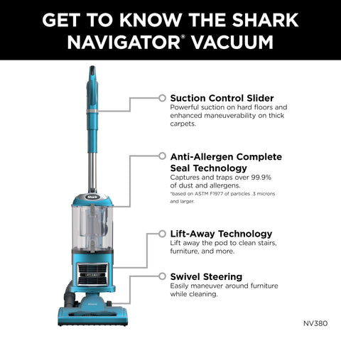Shark NV380 Navigator Lift-Away Deluxe, uso doméstico diario para limpieza eficiente