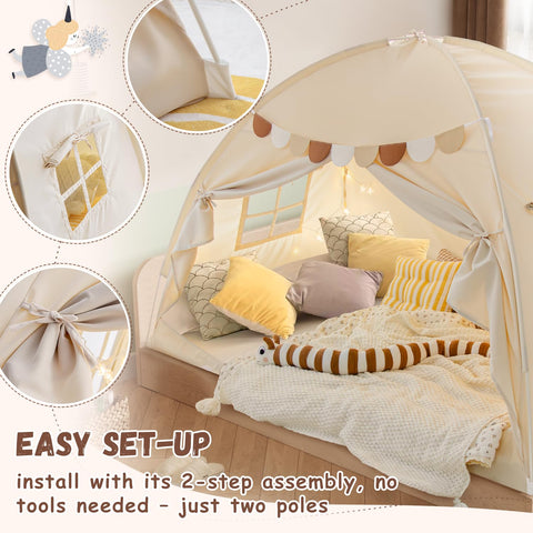 Sherilyn cabana cama se usa sobre cama o en suelo.