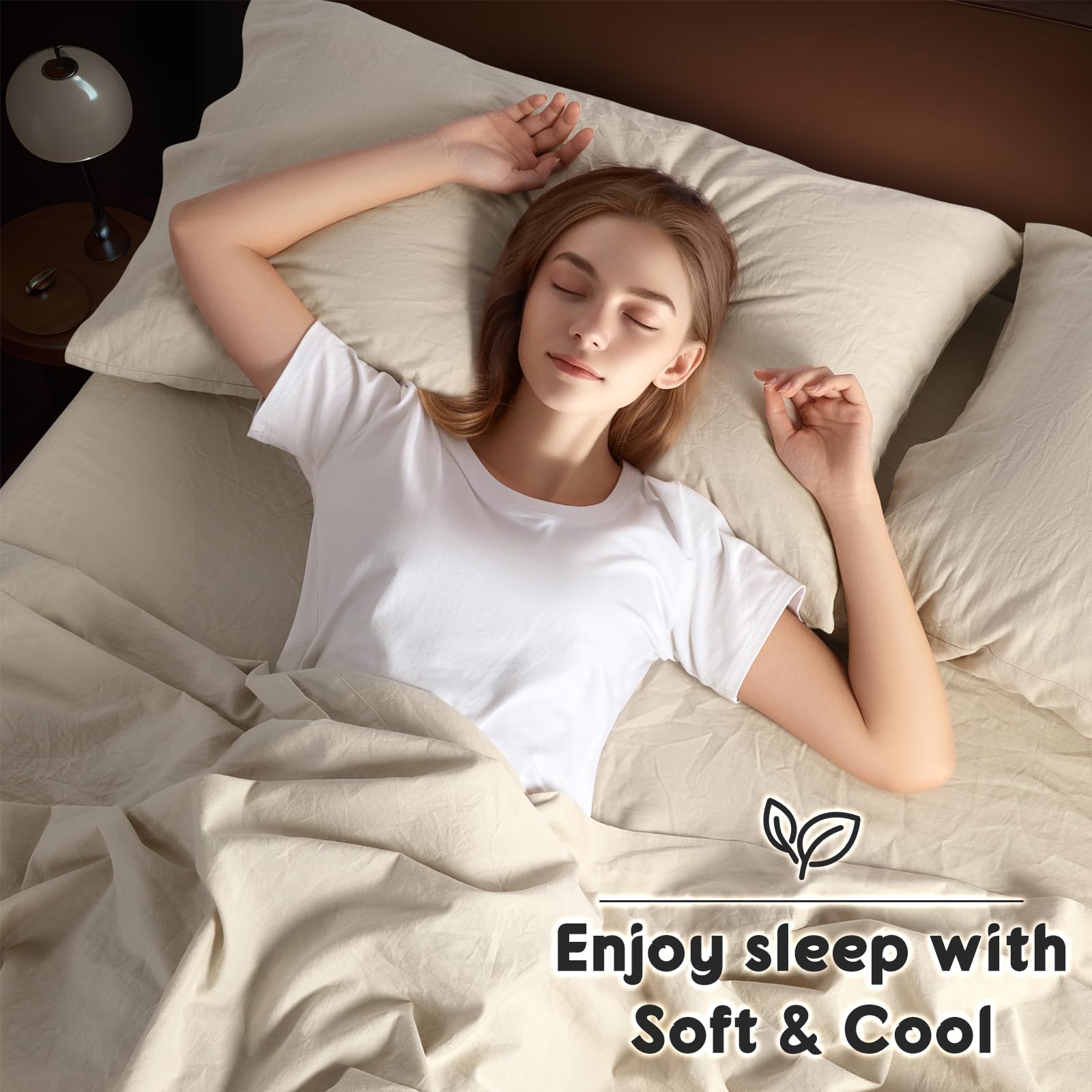 Funda de almohada Shilucheng de lino francés, dos unidades para comodidad.