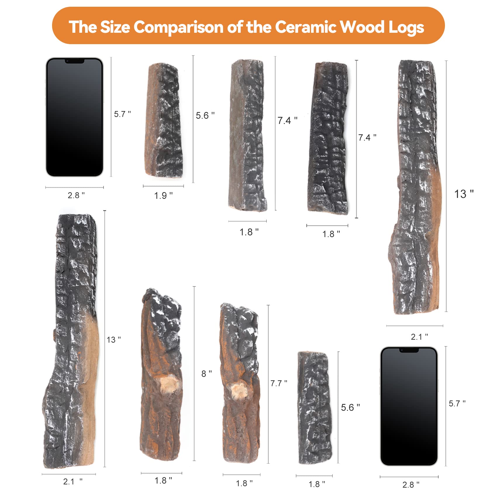 Skyflame detalle de llamas naranjas en leños cerámicos para ambiente cálido