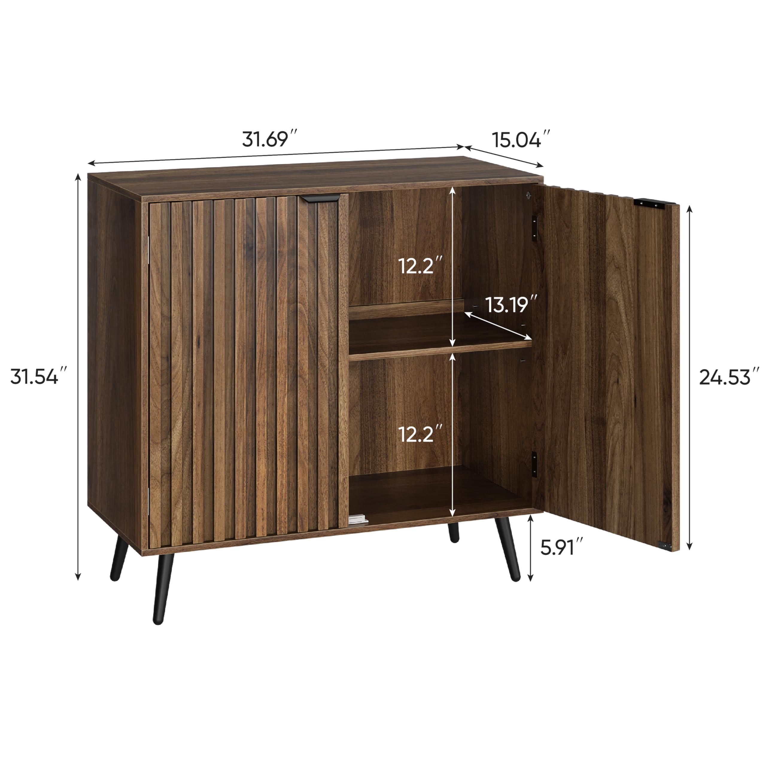 Aparador Smuxee con estantes ajustables para organizar objetos.