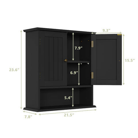 Smuxee Gabinete de Pared Negro con estante abierto para objetos decorativos.