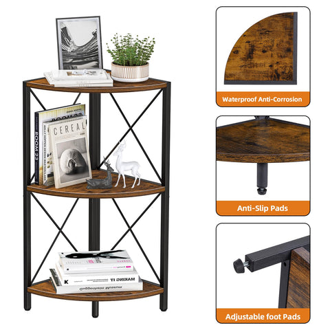 Snughome estantería esquina patas ajustables para mayor estabilidad.