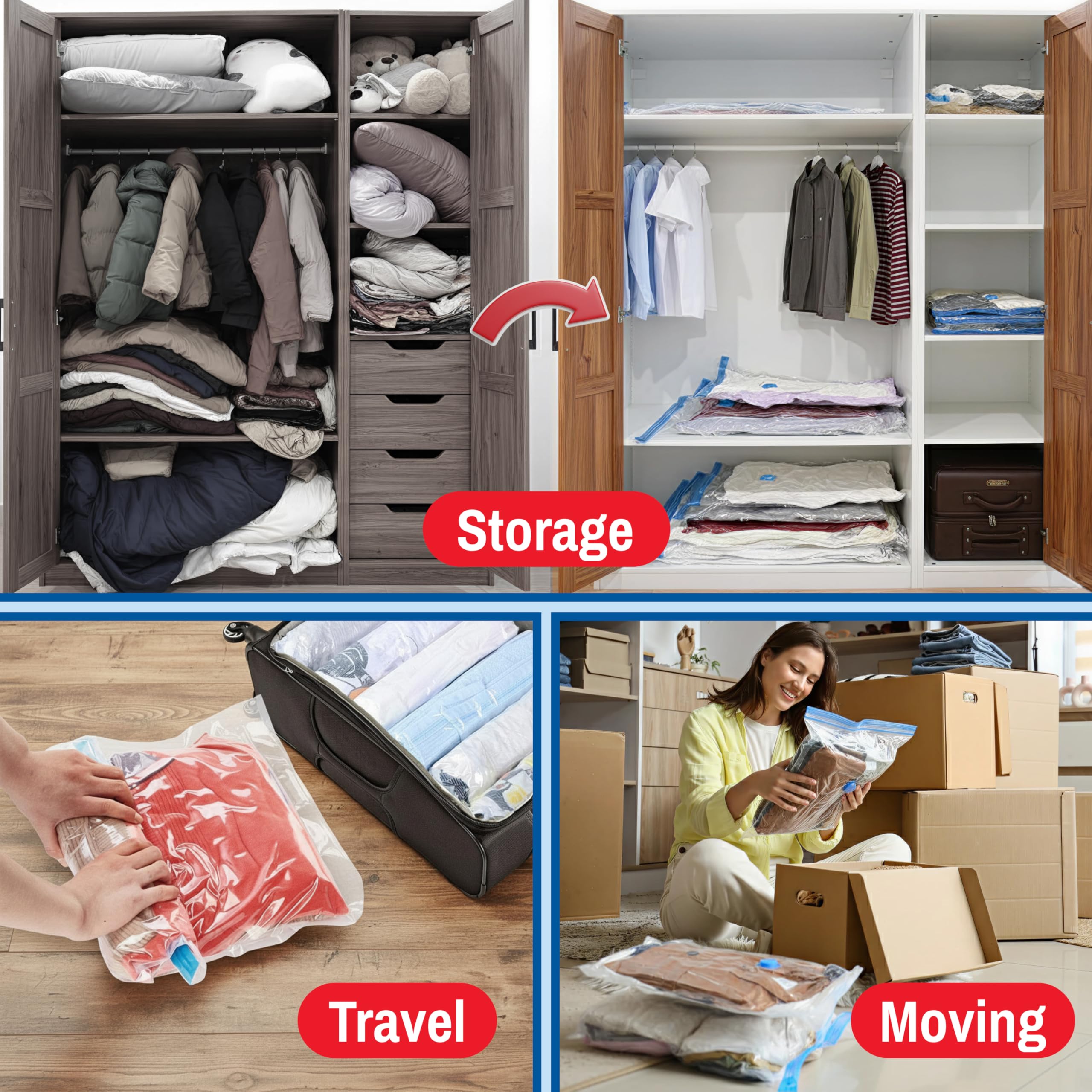 Spacesaver conjunto de 10 bolsas mediano para almacenamiento eficiente.