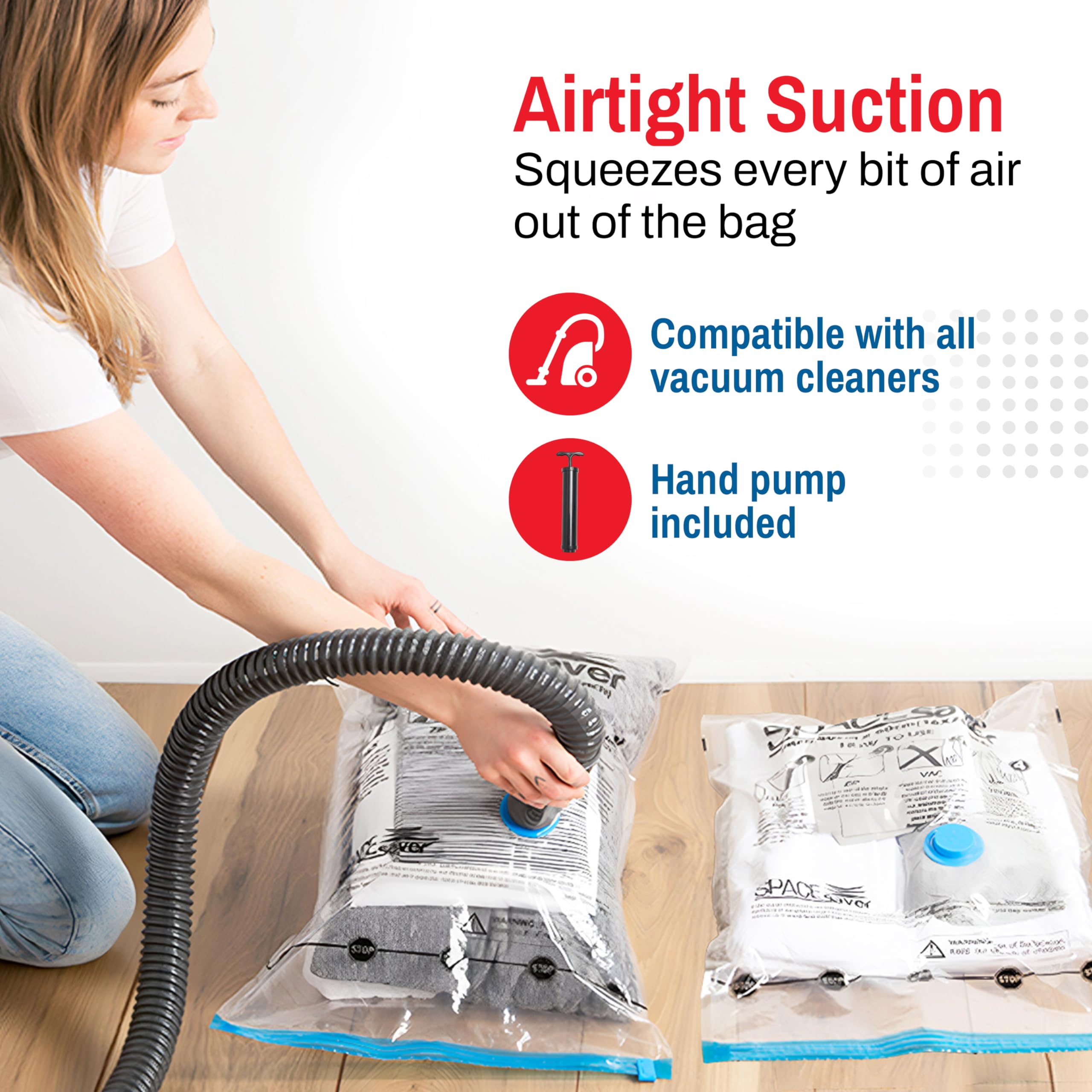 Spacesaver bolsa de vacío mediano para ropa, compacta y lista para viajar.